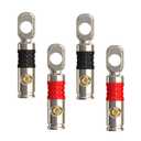 True Copper 8 AWG Gauge Set Screw Battery Wire Connectors Ring Terminals (Nickel Plated)