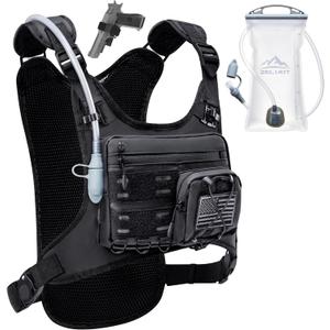 Zelvot Running Vest with 2L Water Bladder, Hydration Backpack, U.S. Design Patent, Lightweight Hydration Pack with Gear Holder, Reflective Chest Pack for Men Women for Marathon (Black, M/ L)