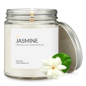 1OAK Jasmine Candle - Soy Wax Scented Candles (Jasmine) - Soy Candles for Home Scented - Long Burning Premium - Hand-Poured (7oz.)