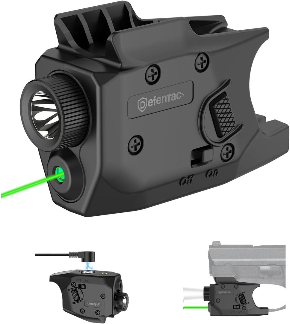 DEFENTAC 350 Lumens Pistol Light Green Laser Combo is Compatible with M&P Shield and M&P Shield Plus, 9mm/.40 Only, Magnetic Rechargeable, NOT for Other Handguns.