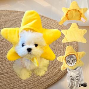Selena Dog Puppy Star Hat Starfish Headgear Costume Cute Cat Kitten Apparel (One Size,Yellow)