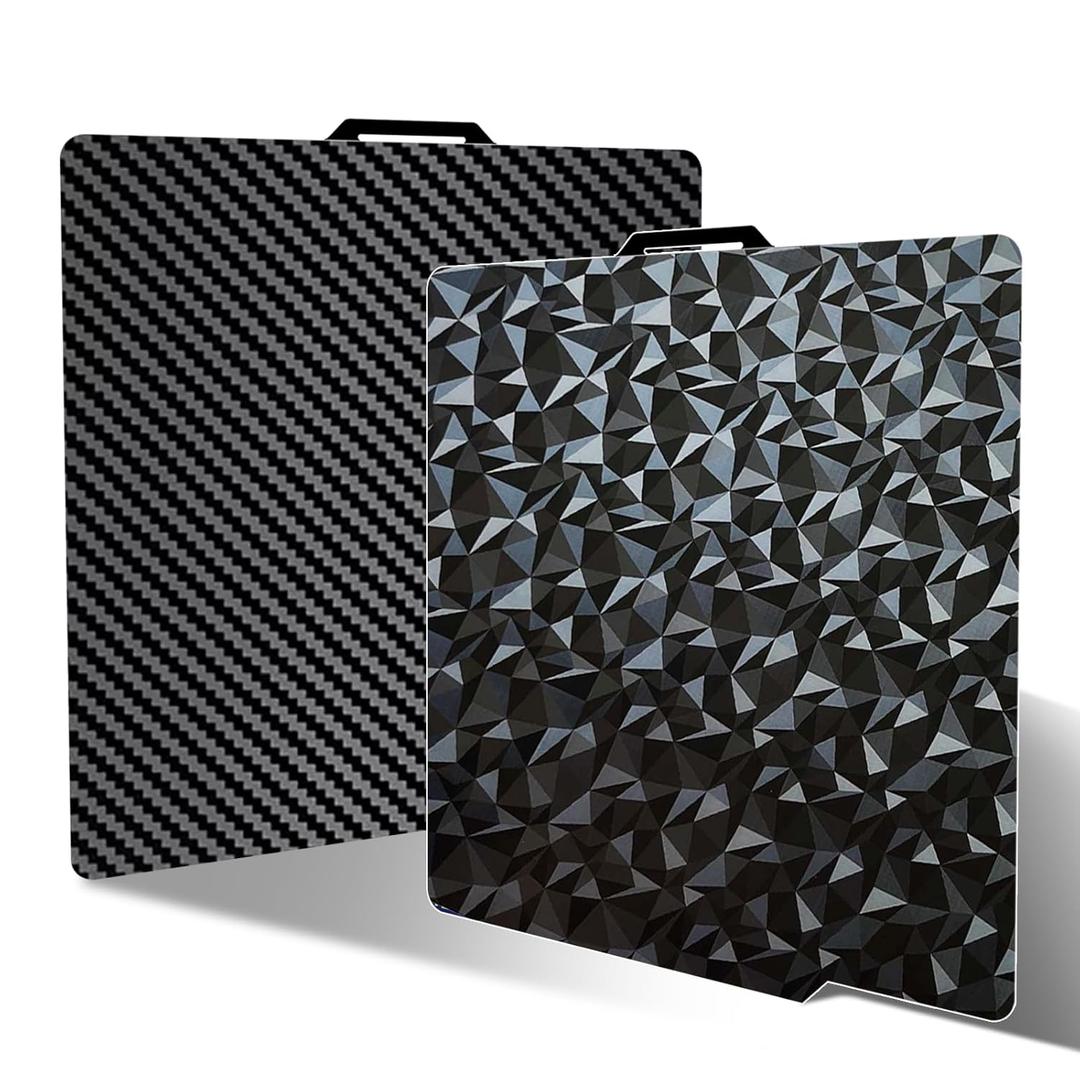 3D Printer Platform PEO PET Bambu Lab Build Plate for Bambu Lab P2S/P1S/P1P/A1/X1C/X1/X1E,257x257mm Diamond +Carbon Fiber Spring Steel Plate Sheet Flexible 3D Printing Bed Plate