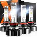 SEALIGHT 9005 9006 Light Bulbs, 60000LM 700% Brighter Fog Light with Turbo Fan,5 Mins Quick Installation, IP67 Waterproof Bulbs Pack of 4