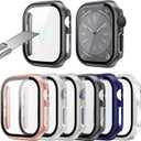 6 Pack Case for Apple Watch Series 10 42mm with Tempered Glass Screen Protector, Hard PC Ultra-Thin HD Scratch-Proof Full Protection Bumper Cover for iWatch 42mm Accessories (6 Colors)