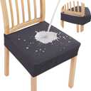 Smiry Waterproof Seat Covers for Dining Room Chairs Set of 2, Stretch Jacquard Removable Washable Chair Seat Slipcovers Protector, No Rear Covers, Dark Grey