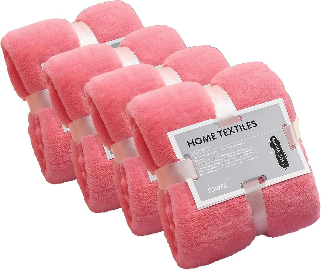 4Pcs Pink Hand Towels for Bathroom - Clean Face Towels Decoration Small Microfiber Washcloths Towel Face Hand13.7 x29.5inch