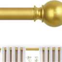 Gold Curtain Rods, Curtain Pole for Window 18 to 60 Inch(1.5-5 Feet), 5/8 Inch Decorative Drapery Pole, Gold Splicing Curtain Rod Set, Size: 18"-60", Brass Gold