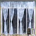 Ollny Curtain Lights 300LED 9.8ftx9.8ft, Connectable IP67 Waterproof Outdoor Curtain String Lights with Remote, Plug-in Untangle Fairy Lights with 8 Modes 3 Timers for Wall Backdrop Decor(Cool White)