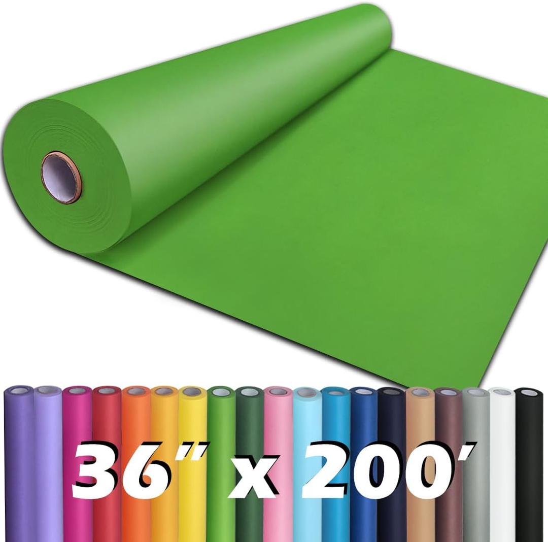 PerkHomy 36" x 2,400" (200') Medium Green Kraft Paper Roll for Craft Bulletin Board Paper Art Table Covering Crafting Gift Wrapping Bouquet Packing Parcel 80GSM 55LB (Medium Green, 36" x 200')