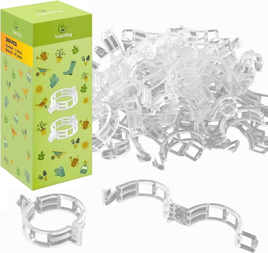 Plant Support Clips Plastic Tomato Clips Plant Clips for Climbing Plants Clear Grape Tomato Vine Trellis Clips for Garden Vegetables Plants Flower Grow Fixing (300, White)