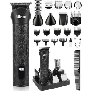 Ufree Beard Trimmer for Men, Electric Razor Shavers, Cordless Hair Clippers, 7 in 1 Beard Grooming Kit for Mustache, Body, Nose and Facial, Gifts for Men