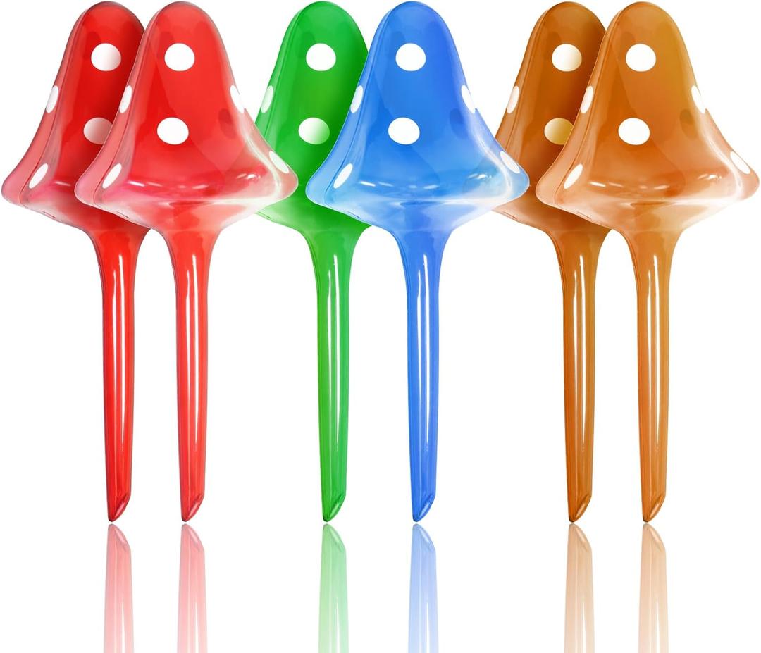 Plant Self Watering Globes Bulbs Planter Insert Automatic Plastic Watering Devices Plant Waterer Spikes for Indoor Outdoor,Self Irrigation System Lasts for One Week (7.7''3.4'', 6 Pack-4 colors)