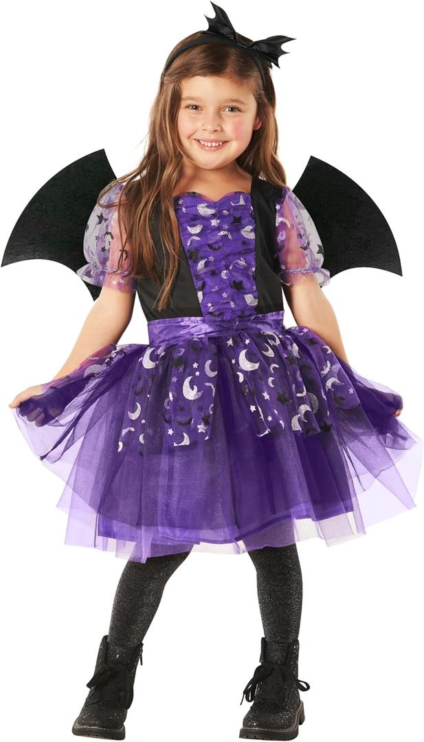 Morph Kids Bat Costume - Girls Halloween Costume for Little Girls (Small) 4-6 Y