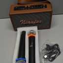 Karaoke Machine, Retro-Design Speaker with 2 Wireless Microphones for Adults & Kids, Portable Karaoke System for Home Party, Bluetooth/AUX/USB/TF/TWS Support, Gifts for Women & Girls - Brown