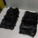 PHOGARY Faux Fur Fuzzy Leg Warmers Furry Boot Covers for Women Girls, Furry Boot Cuffs Fuzzy Shoes Cover Socks for Costumes (Black)