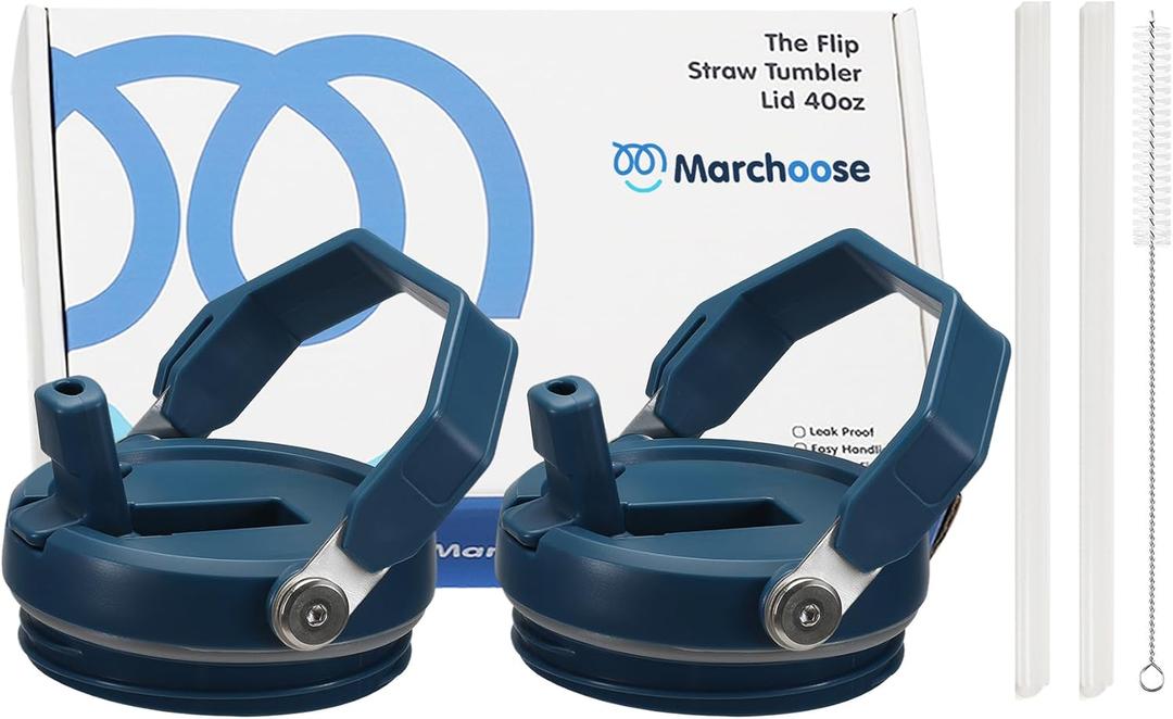 2 Pcs Tumbler Flip Straw Lid Replacement fit for 40 oz Stanley Quencher, Leak-Proof, Easy Handling, Perfect Fit, Slumberland