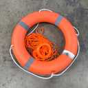 Life Ring Buoy Boat Safety Throw Ring with Water Floating Lifesaving Rope 98.4FT Set, Outdoor Professional Throwable Flotation Device (28in)