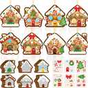 2 x Motipuns 24 Pcs Christmas Crafts Bulk Christmas Gingerbread House Suncatchers DIY Kit Paper Holiday Activities for Xmas Winter Holiday Party Favor Supplies Window Stained Glass Effect Art Ornaments