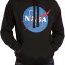 Popfunk Classic NASA Circle Logo Men's Hoodie with Front and Back Print (Black, XL)