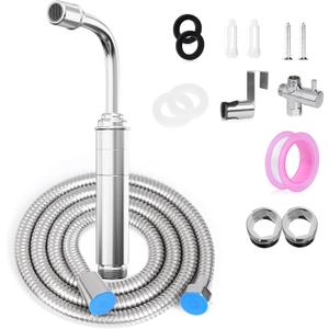 Handheld Toilet Bidet Sprayer for Toilet - Adjustable Flush Angle & Water Pressure for Bathroom Diaper Shower, All Brass Handheld Bidet Sprayer with Superior Complete Spray Hoses Kit (Sliver)