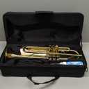 Bb Standard Trumpet Set for Beginner or Advanced Student, Brass Student Trumpet Instrument with Hard Case, Cleaning Kit, 7C Mouthpiece and Gloves (Gold)