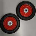 (2-Pack) AR-PRO 6 x 1.5 Flat Free Solid Rubber Wheel Assemblies - Replacement Hand Truck Wheels with Ball Bearings and 1/2 Bore Hole Diameter - Heavy-Duty Solid Rubber Wheels 132 lbs Load Capacity