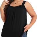 TIANZHU Plus Size Tank Tops for Women Sleeveless Loose Fit Camisole Summer Lace Cute Outfits XL-5XL (1black)