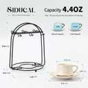 SIDUCAL Stackable Cappuccino Cup Set of 6 [4 oz] Ceramic Coffee Cups with Saucers and Cup Holder,Microwave/Dishwasher Safe,Espresso Demitasse Cups(White)