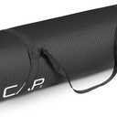 CAP Barbell 1/2-Inch High Density Exercise Yoga Mat with Strap | Multiple Options (Black)