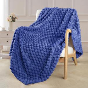Exclusivo Mezcla Fleece Throw Blanket for Couch, Extra Large Fuzzy Cobalt Blue Bed Blankets, Soft Cozy Plush Sofa Throws for All Seasons, 50x60 Inches
