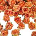 2.2''Artificial Satin Orange Rose Flower Heads,80Pcs Silk Sunset Red Rose Heads Bulk,Fake Flower No Stem for DIY Flower Well,Artificial Stemless Rose Flower Heads for DIY Crafts Bouquet (80, Orange)