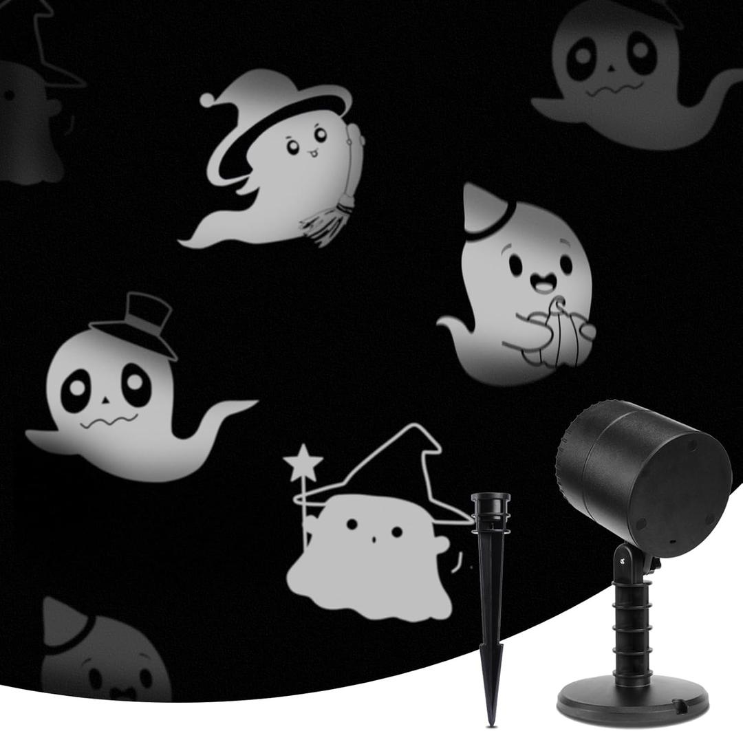 LED Halloween Decoration, Ghost Rotating Projector Yard Stake Lights, Indoor Outdoor Landscape Night Light for Home Thealter, Ceiling, Room, Patio, Garden, Halloween, Bedroom Decor