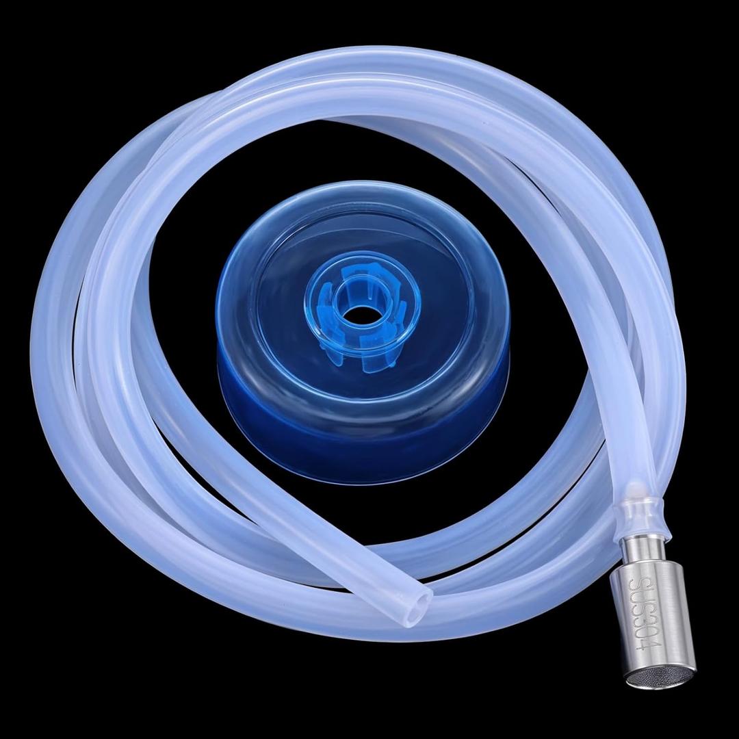 Food Grade Silicone Water Pump Hose and Weight Block Set for 5 Gallon Water Bottle Pump Buckets Hose Replacement, 304 Stainless Steel Filter, 1/4'' ID 6.56 Inch Hose Fits 0.22-0.31In Interfaces