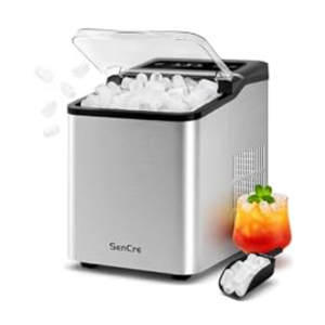 Ice Makers Countertop, 26.5Lbs/24H Ice Machine with 2 Sizes Bullet Ice, 9 Ice Cubes Release in 6 Mins, Self-Cleaning Portable Ice Maker with Ice Scoop and Basket for Home Kitchen Office Bar RV