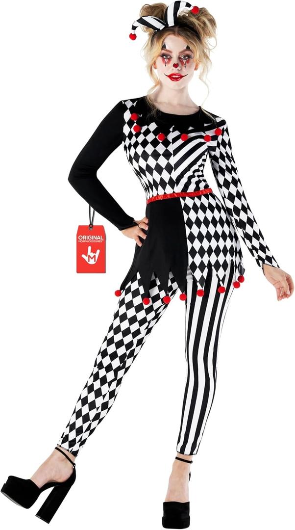 Morph Jester Costume Women, Circus Costume Woman, Jester Costumes Womens Clown Outfits, Halloween Costumes for Women Adult (Large)
