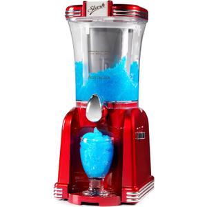 Nostalgia Frozen Drink Maker and Margarita Machine for Home - 32-Ounce Slushy Maker with Stainless Steel Flow Spout - Easy to Clean and Double Insulated - Retro Red