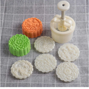 180g 5pcs Cookie Stamps Thickness Adjustable Moon Cake Mold Set, Cookie Press DIY Decoration Hand Press Cutter Cake Dessert Mold
