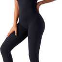 Women Rompers Jumpsuits Leotards Bodysuit One Piece Tank Top Outfit Tummy Control Workout Jumpers Body Suits (Black)