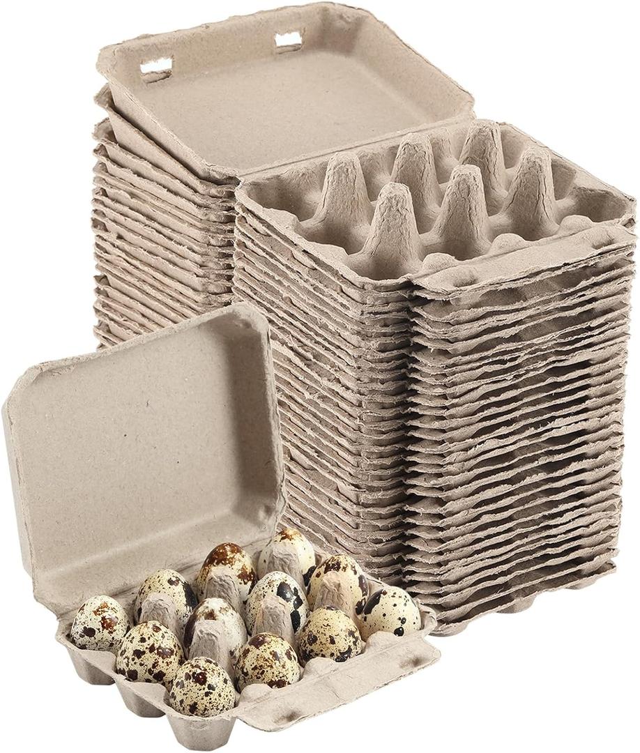 LayHyand 30 Pack Quail Egg Cartons, 3x4 Dozen Egg Carton, Blank Natural Pulp Eggs Container Holder Reusable for 12 Count Quail Huevo Storage Strong Tray for Refrigerator