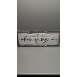 Home Is Where My Boys Are Wood Plaque Sign - 40 x15 Inch Rustic Wall Art for Living Room, Bedroom, Farmhouse Wall Decoration, Ready to Hang Family Decor (Black)