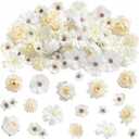 Faux Flower Heads Small Silk Artificial Flower DIY Fake Mini Flowers Rose Daisy Multicolor Flowers Craft Supplies for Wedding Party Wreath Graduation Season Party Home Decor (45, White)
