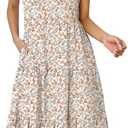ANRABESS Women's Summer Casual Short Sleeve V Neck Midi Dresses 2025 Spring Flowy A-line Tiered T Shirts Boho Beach Dress Size XL
