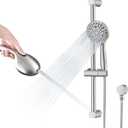 Hand Shower with Slide Bar, High Pressure 10 Setting Handheld Shower Head, Adjustable Height 24" Slide Bar, Wall Supply Elbow and 6.6ft Extra Long Shower Hose - Brushed Nickel