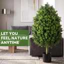 Giegxin 3ft Artificial Boxwood Topiary Trees Fake Bushes Potted Plants Indoor Evergreen Shrubs with Sturdy Planter for Front Porch Home Yard Decor