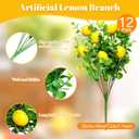 Tigeen 12 Pack Lemon for Decoration Fake Lemon Branches Artificial Vivid Yellow Faux Lemons Tables Centerpiece for Kitchen Stem Fruits for Home Spring Summer Decor