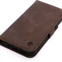 Porter Riley - Leather Case Compatible with iPhone 16e. Premium Genuine Leather Stand/Cover/Wallet/Flip Case with Card Slots & Horizontal Stand (Chocolate Brown)