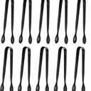 10 Pack Small Ice Tongs Sugar Tongs, Stainless Steel Mini Serving Appetizers Tongs for Party Coffee Tea Bar Kitchen (Black)