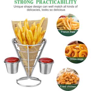 Hemoton  French Fries Stand Fish and Chips Basket Holders Snack Appetizer Serving Rack Food Display Wire Stands for Kitchen Restaurant Buffet