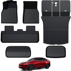 Floor Mats for 2026 2025 Tesla Model Y Juniper, Full Coverage All Weather Floor Mat Cargo Liner Trunk Mat Frunk Backrest Mats Accessories (Not fit Standard)