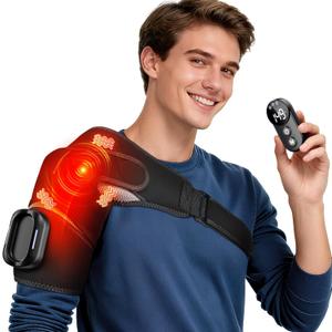 Shoulder Heating Pad with Remote, Heated Shoulder Wrap with Massage, Shoulder Massager with Heat for Rotator Cuff Pain Black